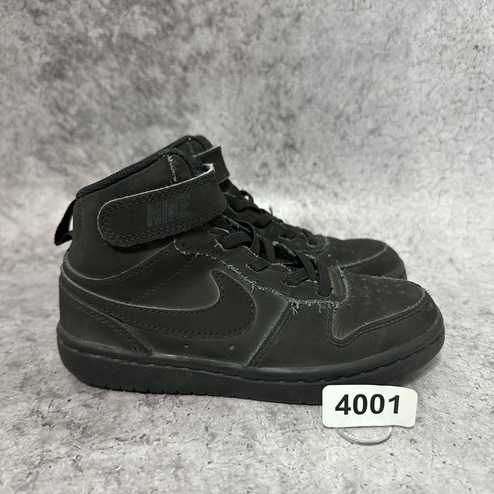 Nike Court Borough Mid 2 Kids 11C Black Sneakers CW5868-001 Mid Top Hook Loop